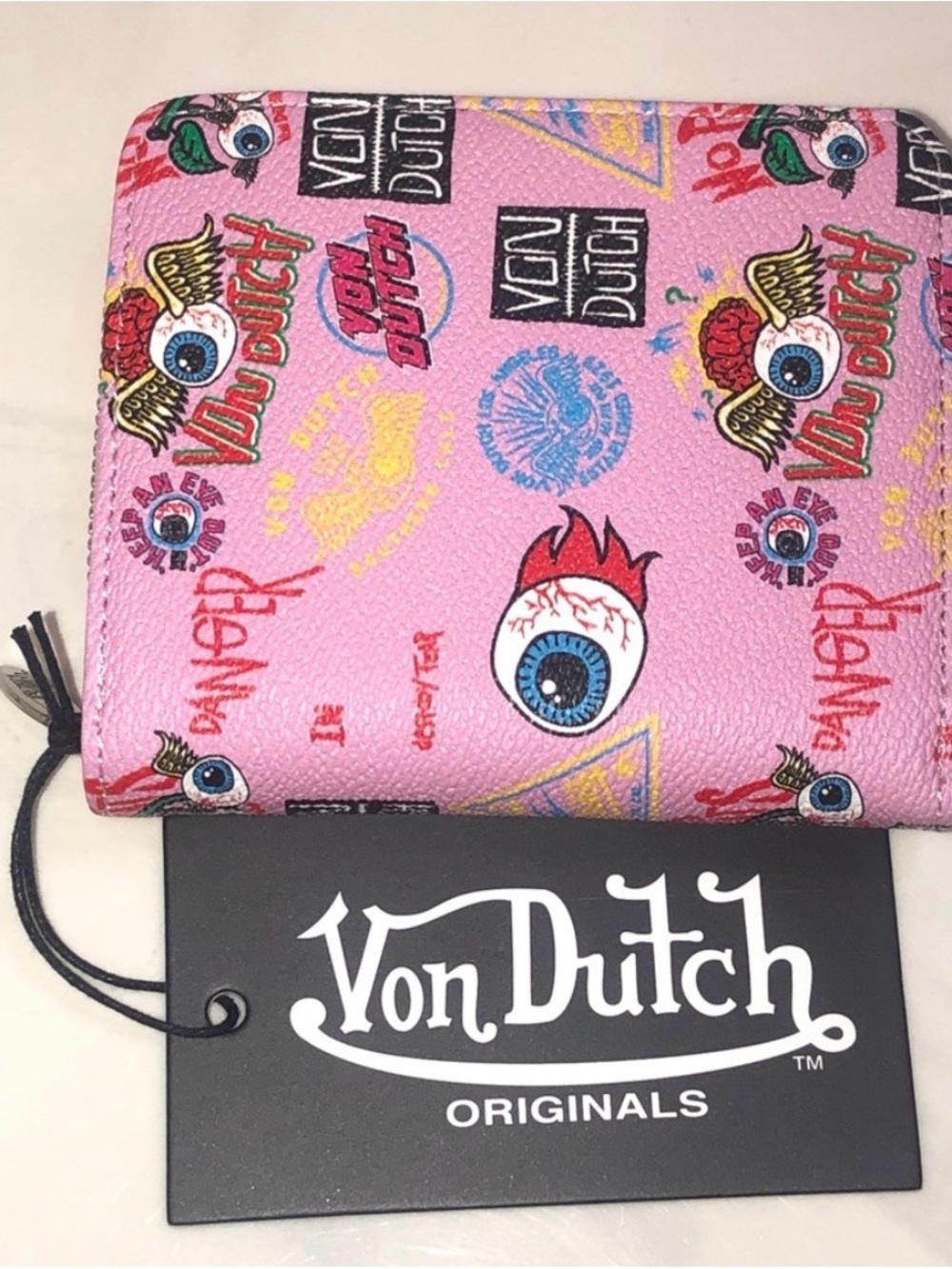 Von Dutch Pink Graphic Zip Wallet